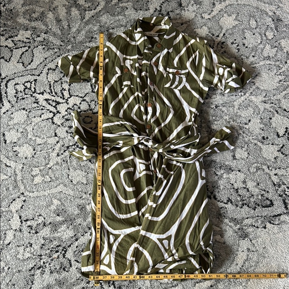 Diane Von Furstenberg Green and White Midi Dress